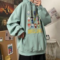 Áo hoodie nam nữ thun cotton 4 chiều co giãn in hoạt hình siêu nhân cá tính năng động - xanh lá,Free size dưới 70kg