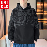 Áo hoodie nam Uniqlo, áo thun dài tay in hình Hàn Quốc, mặc hàng ngày, dáng rộng và thoải mái