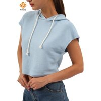 Áo Hoodie ngắn tay mùa hè Áo nỉ cổ chữ V thông thường có mũ trùm đầu Áo chui đầu nhẹ Áo Hoodie dáng rộng