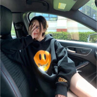 Áo hoodie nỉ bông dày dặn hình mặt cười DREW form rộng thoải mái không bị xù lông