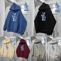 Áo Hoodie Nỉ Bông Lót Lông Form Rộng Nam Nữ Unisex Áo Khoác Nỉ Xám Tiêu Đỏ Mận In Gấu RB có bigsize đến 110kg