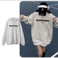 Áo hoodie nỉ bông tàu chữ Retromomenst hàng coa size cho mam nữ