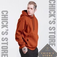 Áo hoodie nỉ bông trơn - màu cam đất