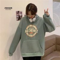 Áo Hoodie Nỉ Chữ Nhật Form Rộng Tay Phồng, Áo Hoodie Màu Đen Unisex, áo khoác hoodie nam nữ - AUDIENCE XANH