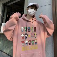 Áo Hoodie Nỉ Chữ Nhật Form Rộng Tay Phồng, Áo Hoodie Màu Đen Unisex, áo khoác hoodie nam nữ - Doraemon hồng