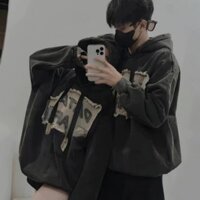 Áo hoodie nỉ đính vải bò rách tua chữ DATA nam nữ mặc đôi thời trang trẻ trung cá tính hàn quốc
