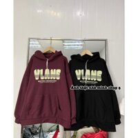 Áo hoodie nỉ form rộng in chữ VLANE mũ 2 lớp