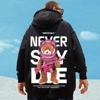 Áo  hoodie nỉ Gấu never, áo đôi nam nữ unisex, Áo  nỉ tàu lót nhung dày dặn trẻ trung, mũ 2 lớp dày dặn