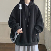 ÁO HOODIE NỈ MÀU XÁM, ĐEN, XANH RÊU TRƠN FORM UNISEX NAM NỮ - ÁO HD ĐEN TRƠN - FREE SIZE 45-62KG