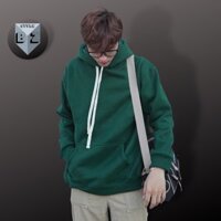 ÁO HOODIE NỈ MÀU XÁM, ĐEN, XANH RÊU TRƠN FORM UNISEX NAM NỮ - ÁO HD XANH RÊU TRƠN - FREE SIZE 45-62KG