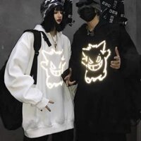 Áo Hoodie Nỉ Nam Nữ From Rộng Unisex In Dạ Quang Phát Sáng Cực Hot Chất Nỉ Ngoại Dày Dặn p0kemon - Trắng,S 36-47kg