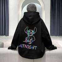 Áo Hoodie Nỉ Nam Nữ From Rộng Unisex In Dạ Quang Phát Sáng Cực Hot Chất Nỉ Ngoại Dày Dặn atnight - Đen,XL 63-72kg