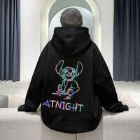 Áo Hoodie Nỉ Nam Nữ From Rộng Unisex In Dạ Quang Phát Sáng Cực Hot Chất Nỉ Ngoại Dày Dặn atnight - Đen,M 48-54kg