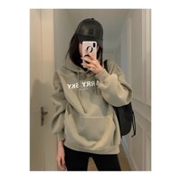 Áo Hoodie Nỉ Ngoại Nam Nữ Unisex STARRY SKY Túi Trước Mũ Rộng Dây Rút Màu Rêu G231