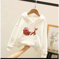 Áo hoodie noel xe tuần lộc cho bé gái có túi phom rộng chất nỉ size từ 9 đến 65kg