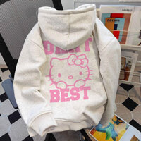 Áo hoodie nữ form rộng dày hàn quốc mùa đông áo dài tay Áo Khoác Hello Kitty