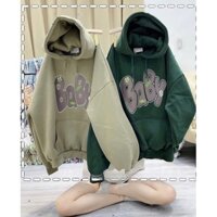 Áo hoodie nữ in chữ BABY siêu cute, Áo hôdie nữ nỉ mũ 2 lớp
