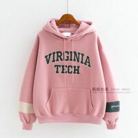 Áo hoodie nữ in virginia - Hồng,Freesize