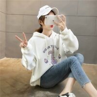 Áo Hoodie Nữ Mặc Đông Nón Tai Thỏ Với Chất Nỉ Dầy Dặn, Ấm Áp Nhưng Không Kém Sành Điệu với phong cách Hàn Quốc