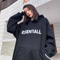 Áo hoodie nữ nam nỉ ngoại cao cấp da cá unisex form rộng có mũ ulzzang hàn quốc cặp đôi local brand cute zip ESS - - ĐEN,FREESIZE