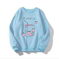 Áo hoodie pe không nón chất vải mềm mịn in hình bình sữa, chữ nhật khoác ngoài cực đẹp, phong cách Hàn Quốc cool - Xanh - Free size