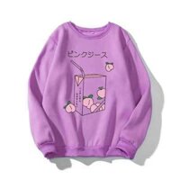 Áo hoodie pe không nón chất vải mềm mịn in hình bình sữa, chữ nhật khoác ngoài cực đẹp, phong cách Hàn Quốc cool - Tím - Free size