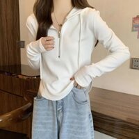 Áo Hoodie Phối Khóa Kéo Thời Trang Mùa Thu Dành Cho Nữ