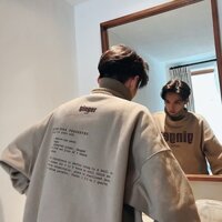 Áo Hoodie Phong Cách Harajuku Instagram Áo len cặp đôi học sinh mùa đông rộng rãi phong cách Hàn Quốc lót nhung dày dặn Áo khoác cổ cao