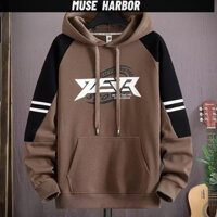 Áo Hoodie phong cách Hồng Kông Áo len mùa thu đông Áo thun nam mới có lót lông cừu Túi dáng rộng hợp thời trang hàng đầu