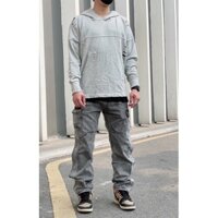 Áo hoodie rách màu xám nhạt Brocode