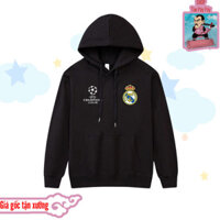 Áo hoodie Real Madrid form rộng vải nỉ bông in logo - Áo khoác nỉ dành cho fan Real có mũ trùm đầu Rẻ Đẹp