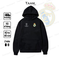 Áo hoodie Real.Madrid vải nỉ bông mũ 2 lớp dày dặn - Áo khoác nỉ bóng đá có mũ trùm đầu Taamsport