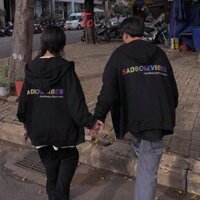 Áo Hoodie SADBOI Ulzzang Unisex Túi 2 bên hông, Áo Hoodie NỈ UNISEX, In Hình Thêu TO Form Rộng Hàn Quốc, Freesize Nỉ Dày Mềm Mịn Dễ Thương - Đen - M