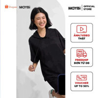 Áo hoodie suông Maybi tay ngắn chất thun đẹp