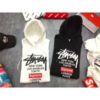 Áo Hoodie Supreme x Stussy Nam Nữ Đẹp Tay Lỡ Form Rộng, Chất Cotton Cao Cấp, Mặc Đôi Hoặc Cặp - Giao siêu nhanh