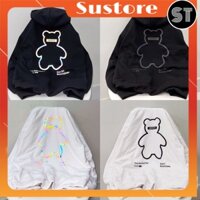 Áo hoodie SUSTORE Áo hoodie phản quang siêu bền dai không bong không ố in hình 2Gấu thu đông dày ấm màu đen trắng