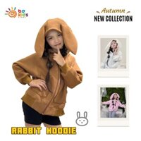 Áo hoodie tai thỏ chất nỉ 2 da cao cấp dễ thương cho cho bé gái và bé trai