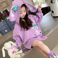Áo hoodie tai thỏ cho bé gái đasng yêu size 12-32kg