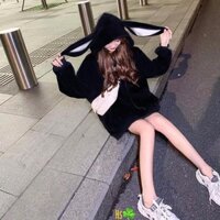 ÁO HOODIE TAI THỎ CỰC XINH Chất Nỉ Tàu cực đẹp - Freesize < 70Kg