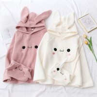 Áo hoodie  tai thỏ tặng kèm túi thỏ