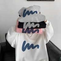 Áo hoodie tay dài k mũ in hình nét bút tay phồng form rộng unisex, áo sweater chất nỉ bông dày dặn pe loại 1 phong cách