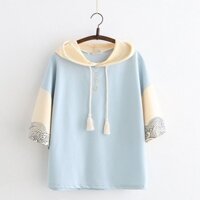 Áo Hoodie Tay Ngắn Dáng Rộng Thời Trang Phong Cách Hàn Quốc Cho Nữ