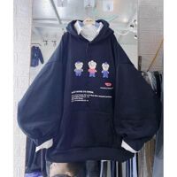 Áo Hoodie Tay Phồng 3 Chú Lợn Hai Màu Form Rộng Siêu HOT - Kem,Freesize