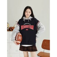 Áo Hoodie tay raglan Dessuu chất liệu nỉ bông ấm dành cho nữ