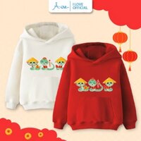 Áo hoodie Tết 2025 năm mới cho bé, áo nỉ dài tay ILOVE chất mềm mịn, co giãn cho bé trai bé gái mặc chơi Tết