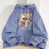 ÁO HOODIE THUN  NỈ IN HÌNH PHIM  GIA ĐÌNH 1988 , PHONG CÁCH,CÁ TÌNH, MÀU SẮC DỄ MIX ĐỒ - XANH - XL