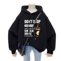 ÁO HOODIE TRÀ SỮA FORM RỘNG NÓN TO CHẤT VẢI NỈ MỀM MẠI CAO CẤP KIỂU DÁNG THỜI TRANG HÀN QUỐC - ÁO HD DONSTOP ĐEN - FREE SIZE 45-62KG
