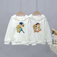 Áo hoodie trắng cho trẻ em in hình gia đình sữa Kun cực hot cho bé trai bé gái