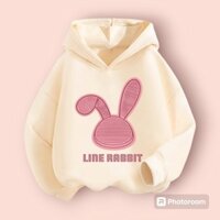 Áo Hoodie Trẻ Em Hình Thỏ Rabbit Chất Liệu Nỉ Cotton Mũ 2 Lớp Mềm Mịn Siêu Ấm Dành Cho Bé 9-60KG