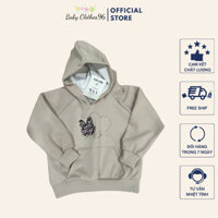 Áo Hoodie trẻ em, in hình thỏ Rabbit Pretty, chất nỉ 2 da cao cấp, 2 màu đỏ kem